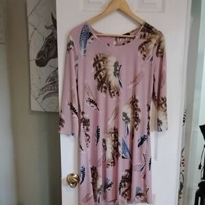 Pink Relaxed Tunic with 3/4 Sleeves